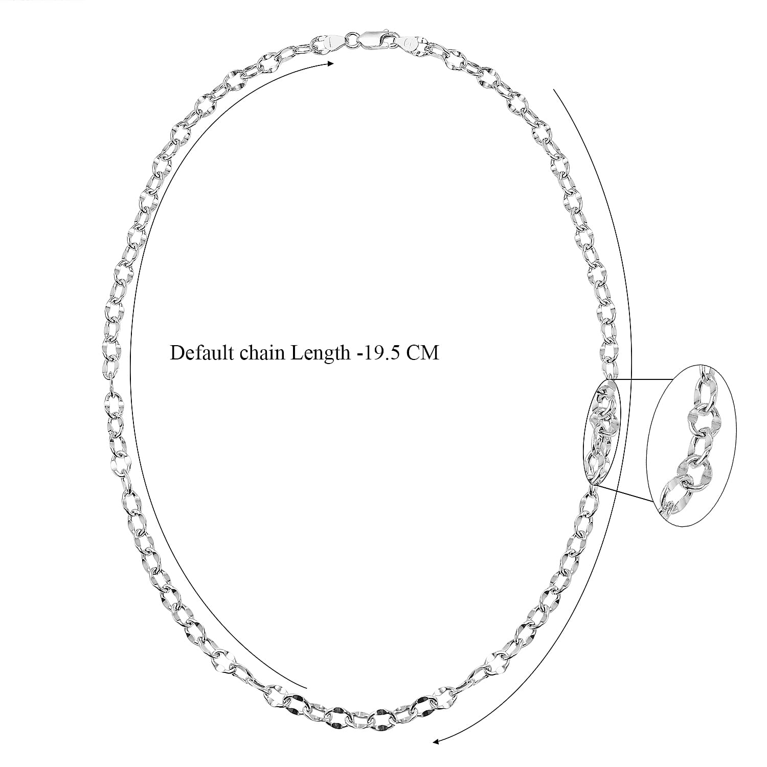 Sterling Silver Rolo Necklace (Size - 20) Silver Wt. 5.61 Gms