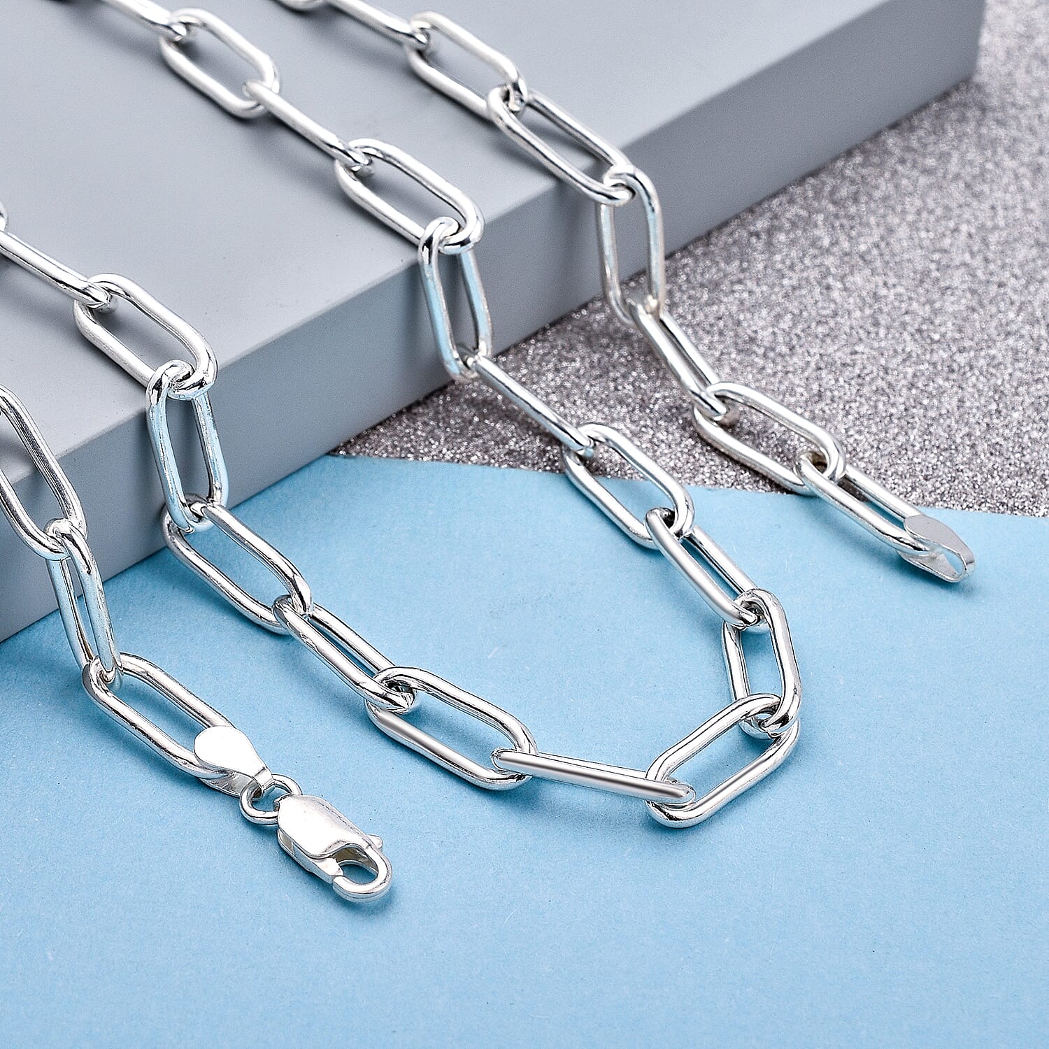 Sterling Silver Paperclip Necklace (Size - 23.5), Silver Wt. 14.27 Gms