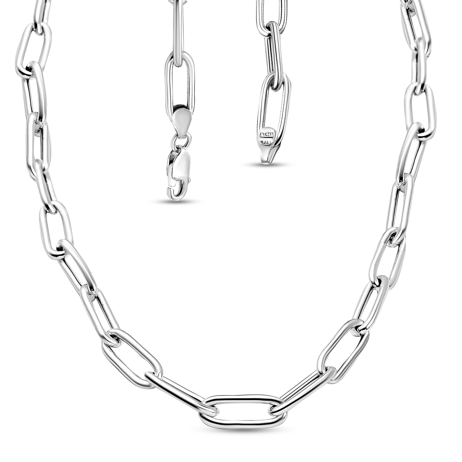 Sterling Silver Paperclip Necklace (Size - 23.5), Silver Wt. 14.27 Gms