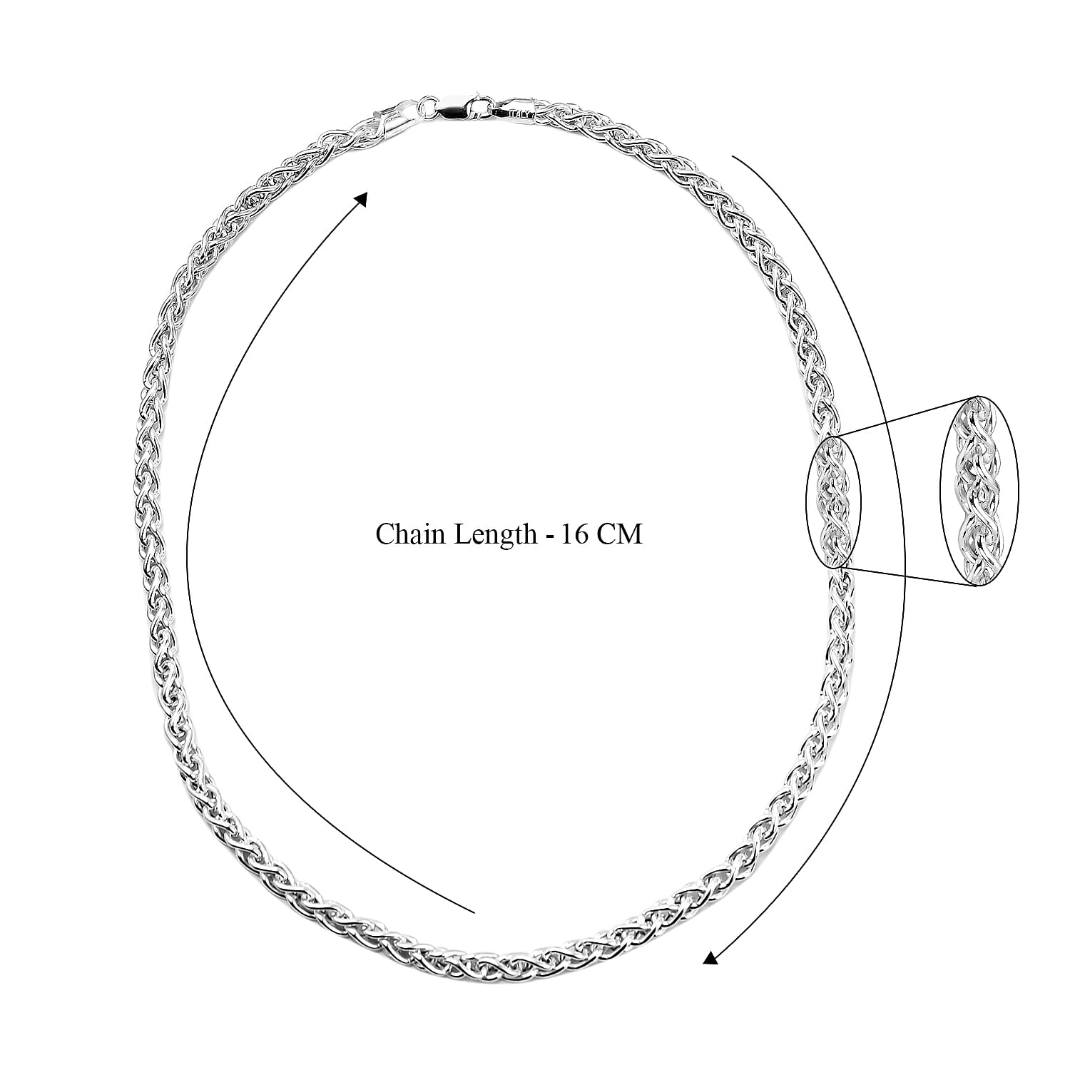 Sterling Silver Necklace (Size - 20) With Lobster Clasp Silver Wt. 15.29 Gms