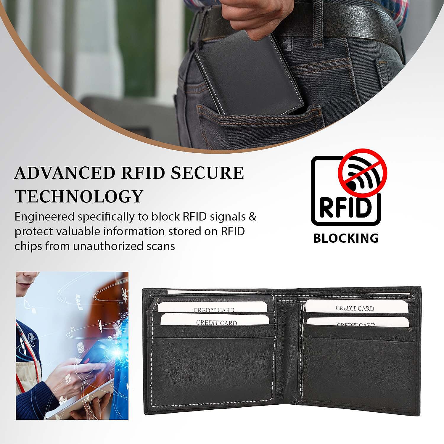 Genuine Leather Bi-Fold Wallet (Size 11x1x8 cm) - Brown