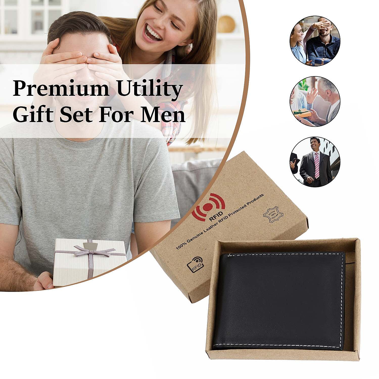 Genuine Leather Bi-Fold Wallet (Size 11x1x8 cm) - Brown