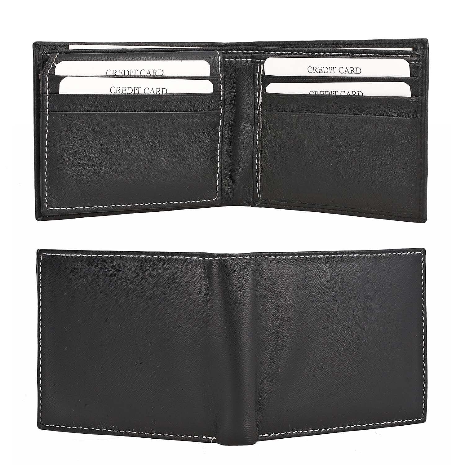 Genuine Leather Bi-Fold Wallet (Size 11x1x8 cm) - Brown