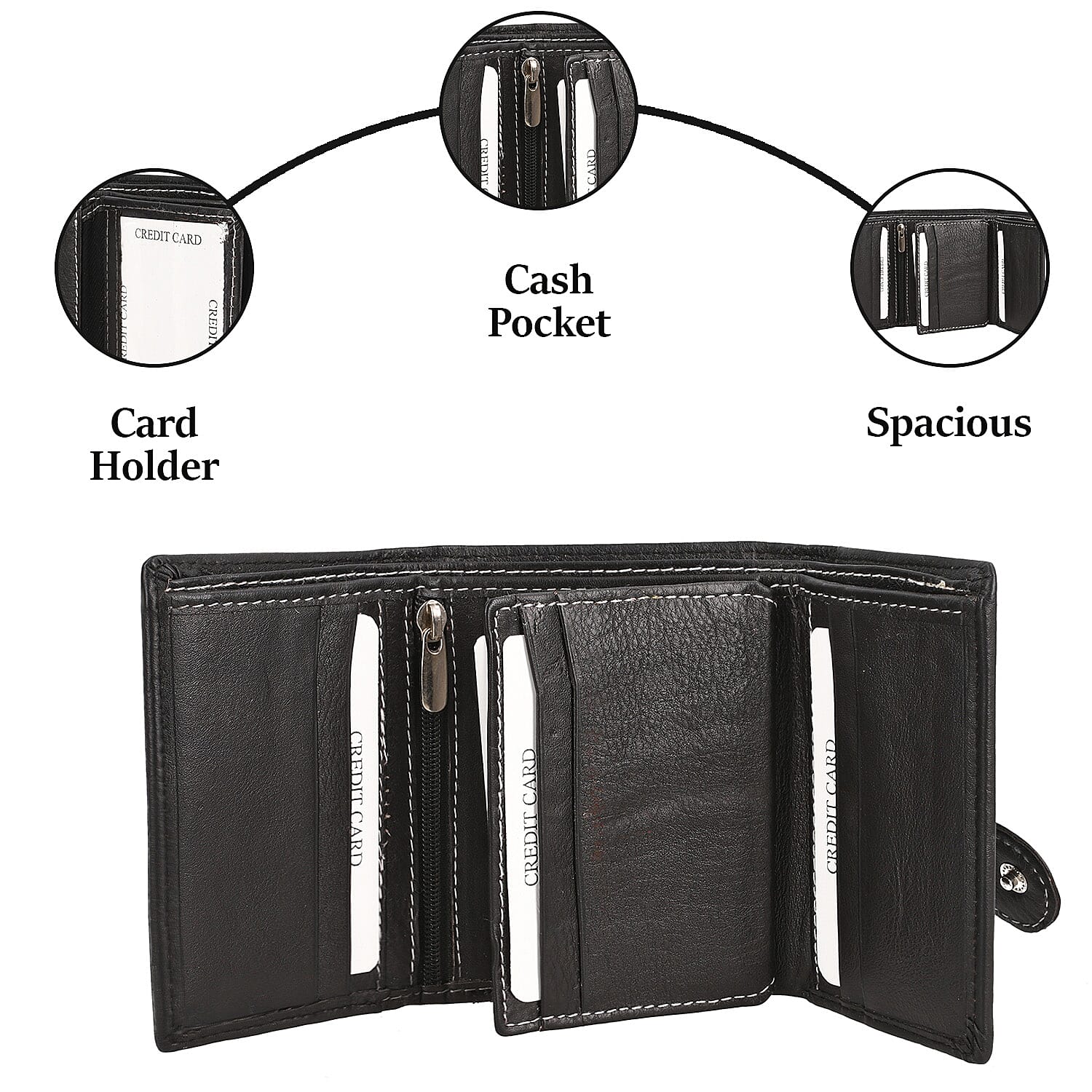 Genuine Leather Tri-Fold RFID Protected Mens Wallet