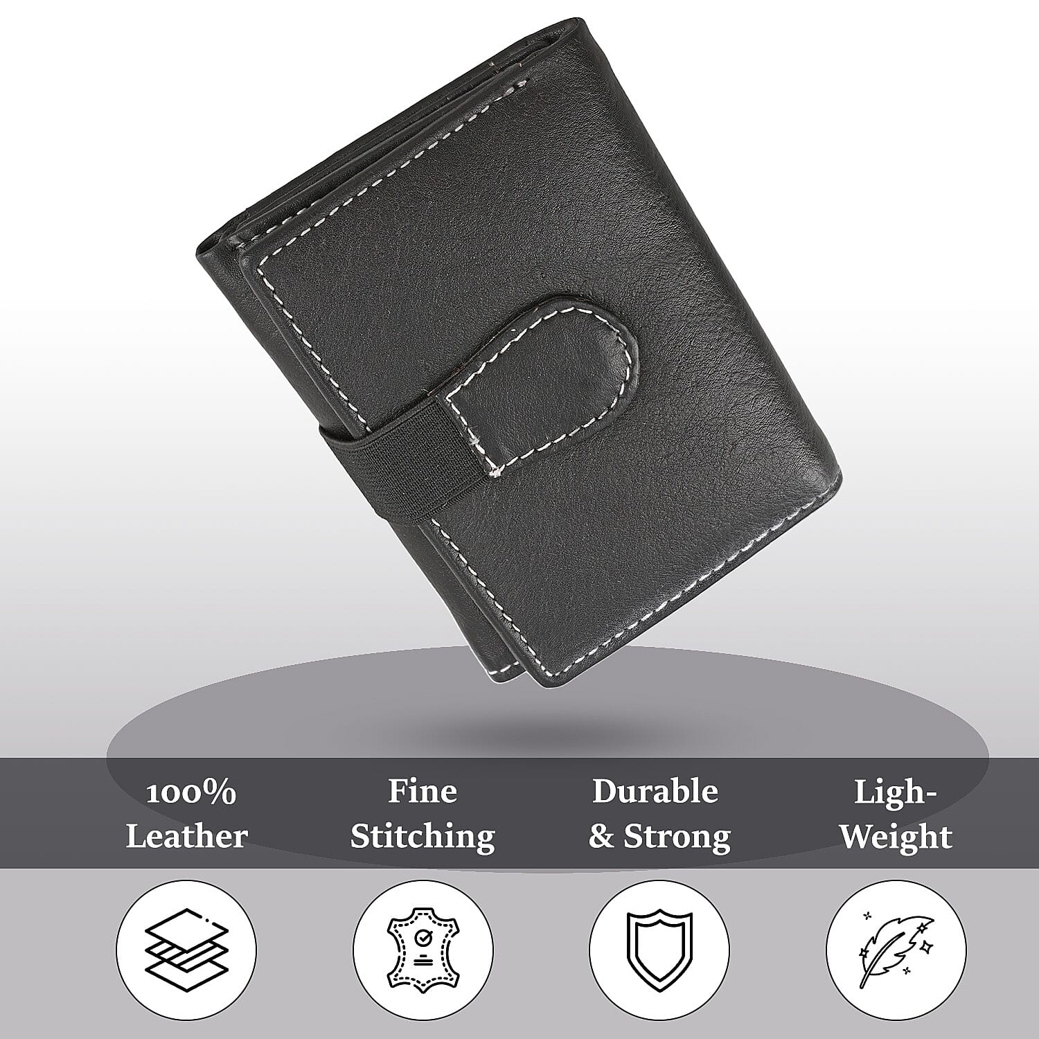 Genuine Leather Tri-Fold RFID Protected Mens Wallet