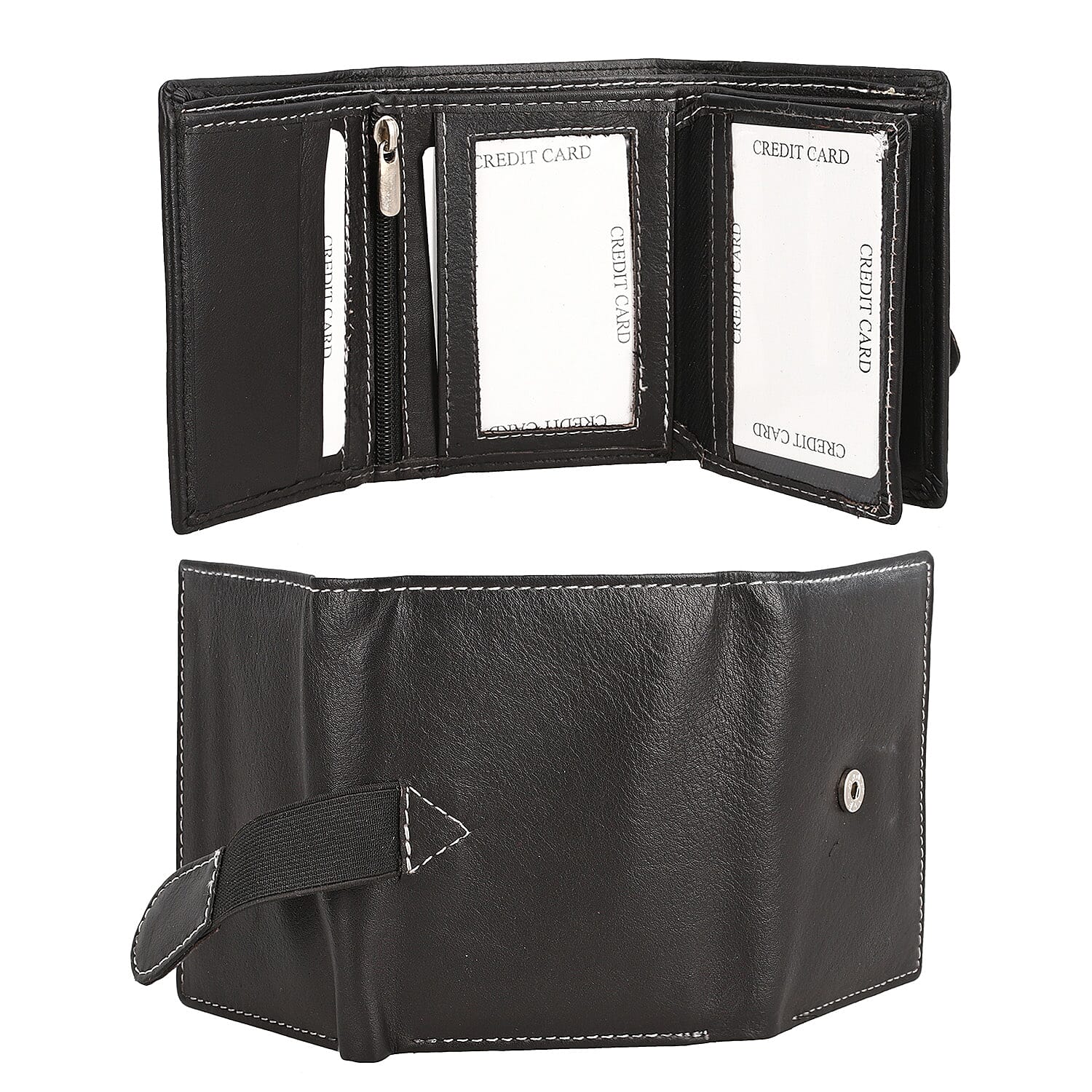 Genuine Leather Tri-Fold RFID Protected Mens Wallet