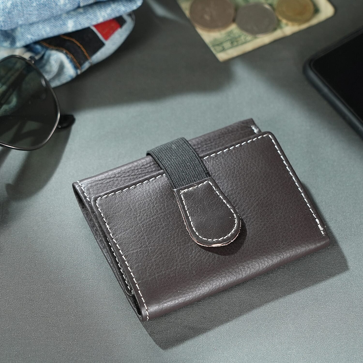 Genuine Leather Tri-Fold RFID Protected Ladies Wallet - Brown