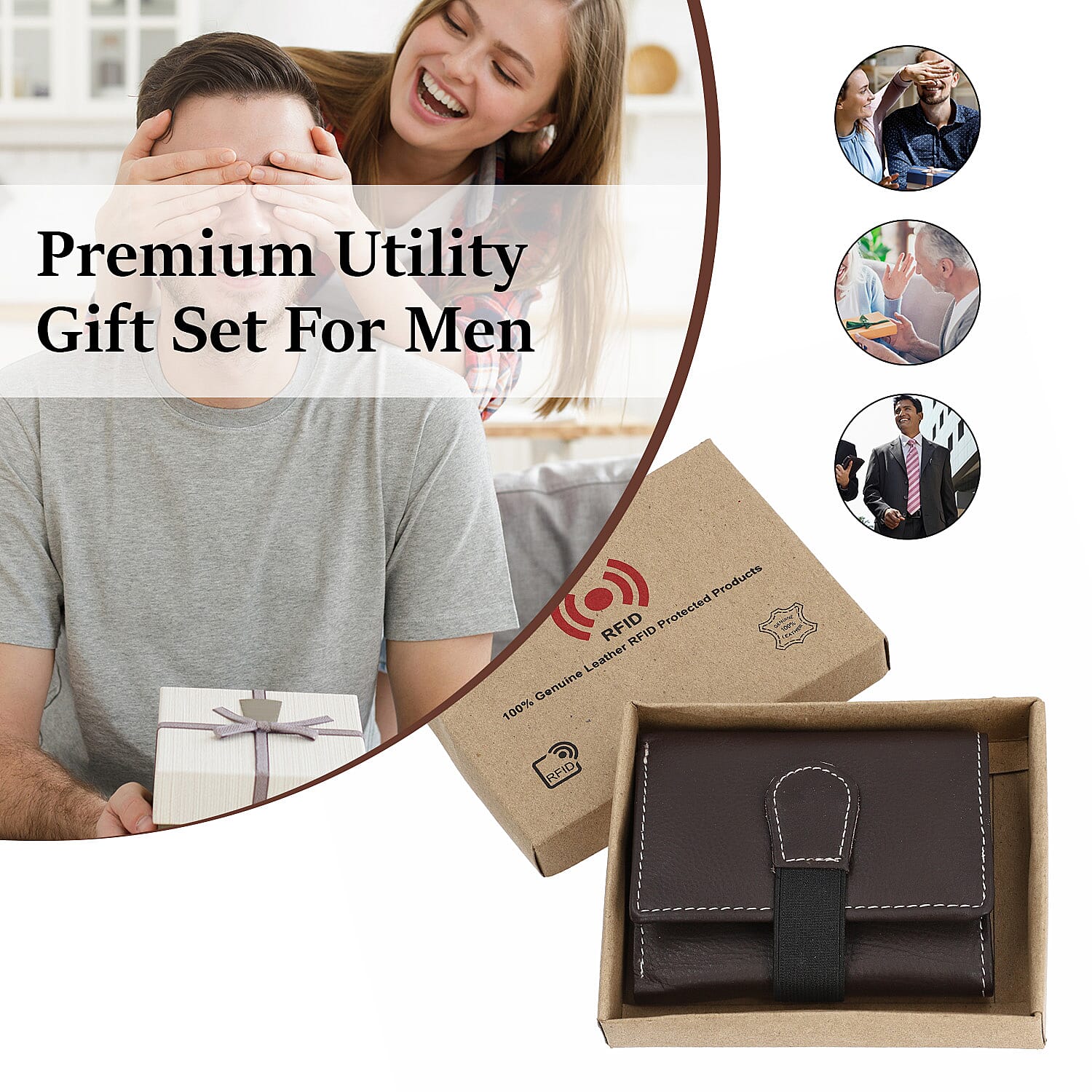 Genuine Leather Tri-Fold RFID Protected Ladies Wallet - Brown