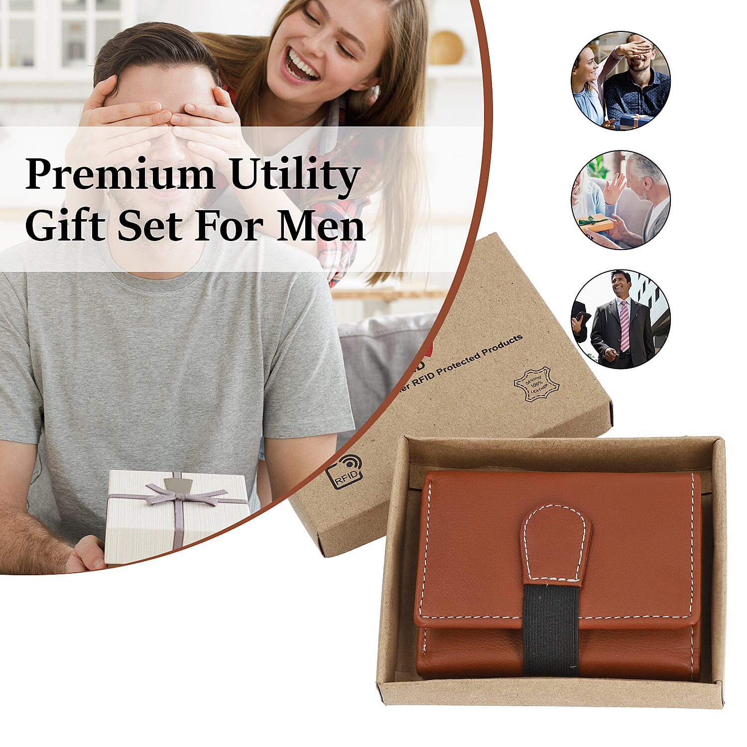 Genuine Leather Tri-Fold RFID Protected Ladies Wallet - Tan