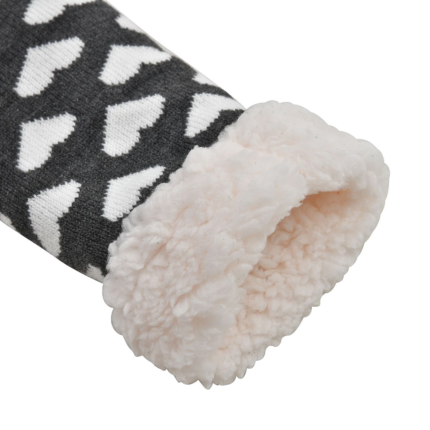 Sherpa Lined Knitted Strecthable Cozy Cabin Socks One Size fits most - Grey