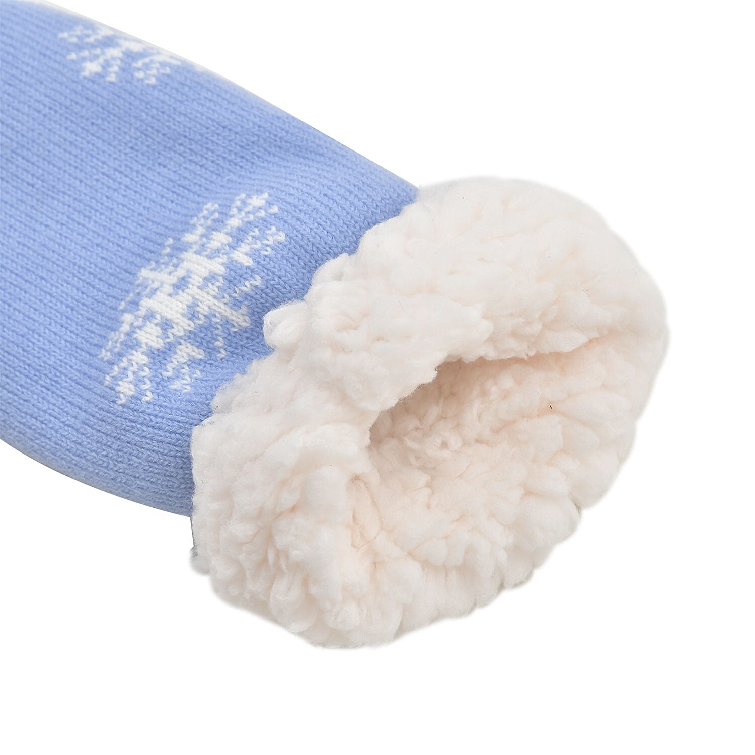 Sherpa Lined Knitted Stretchable Cozy Cabin Socks One Size fits most - Blue