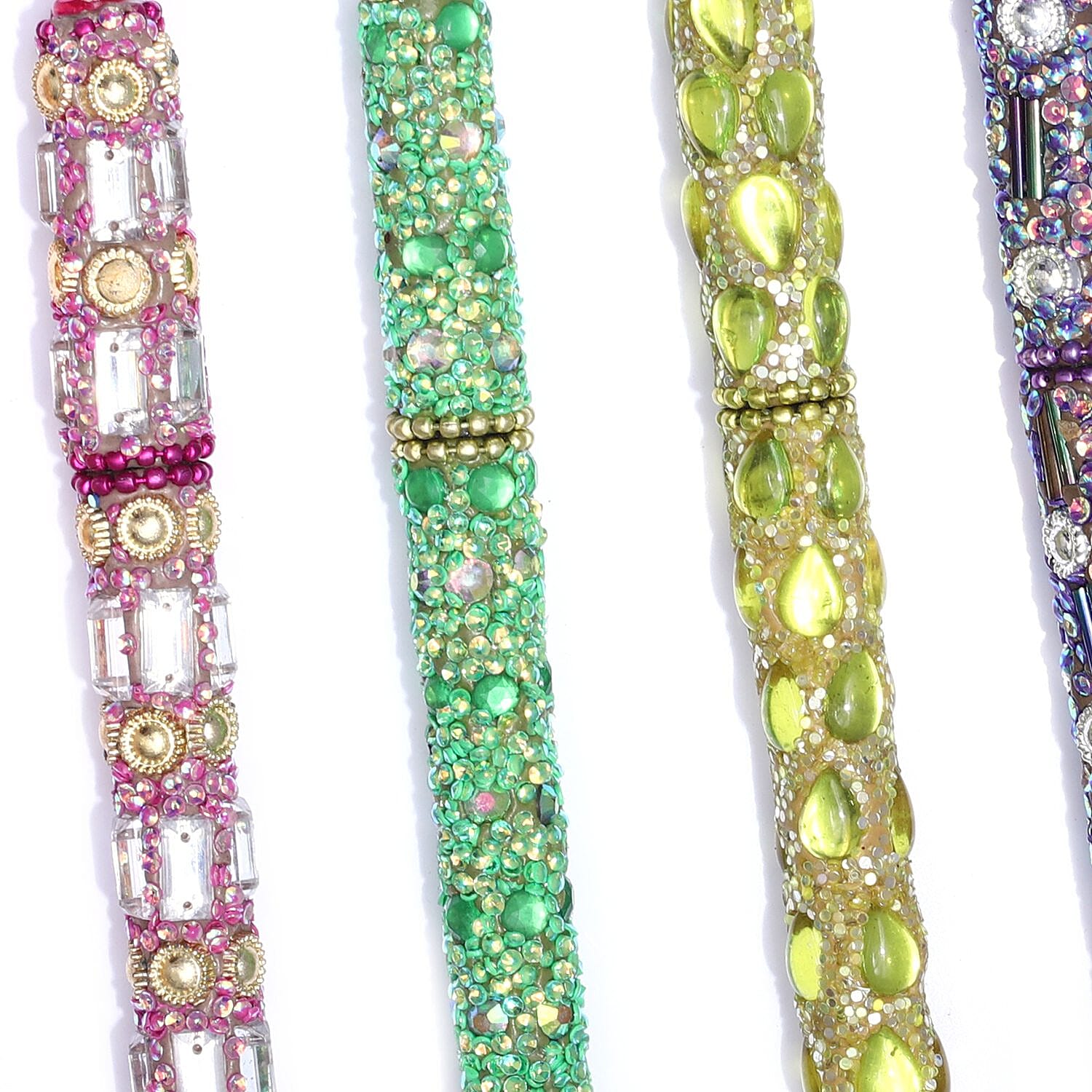 Set of 7 Hand Crafted Crystal Embellished Beaded Pens - Multi