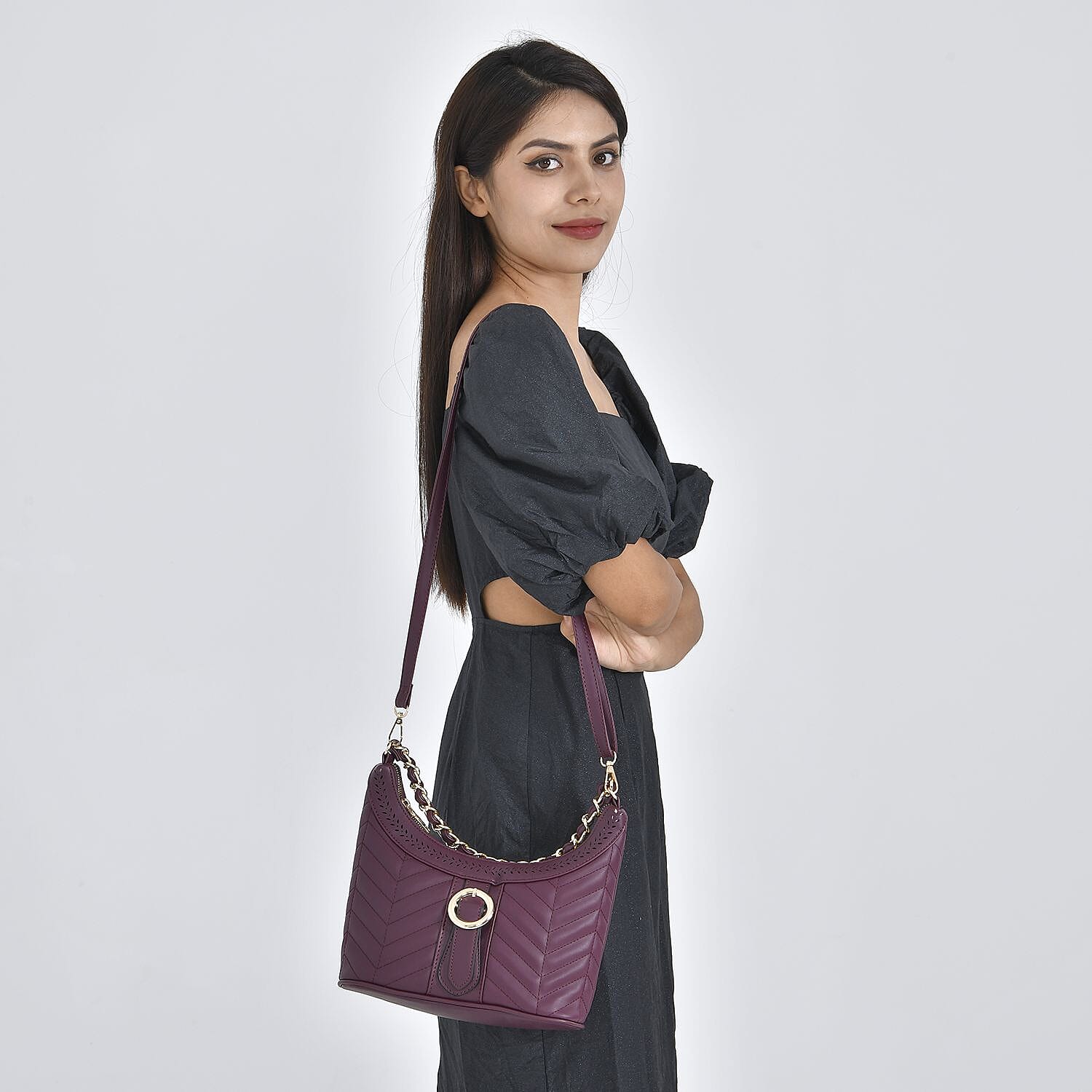 Zig Zag Pattern Tote Bag - Purple