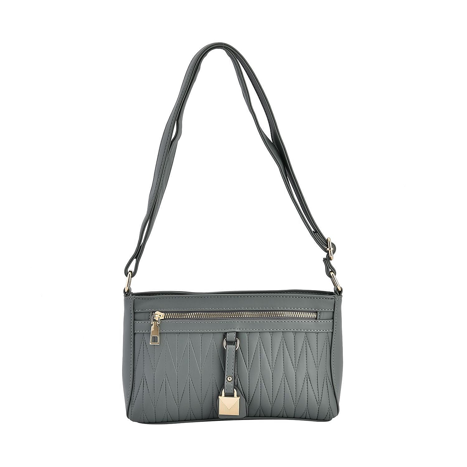 PU Patterned Crossbody Bag - Dark Green