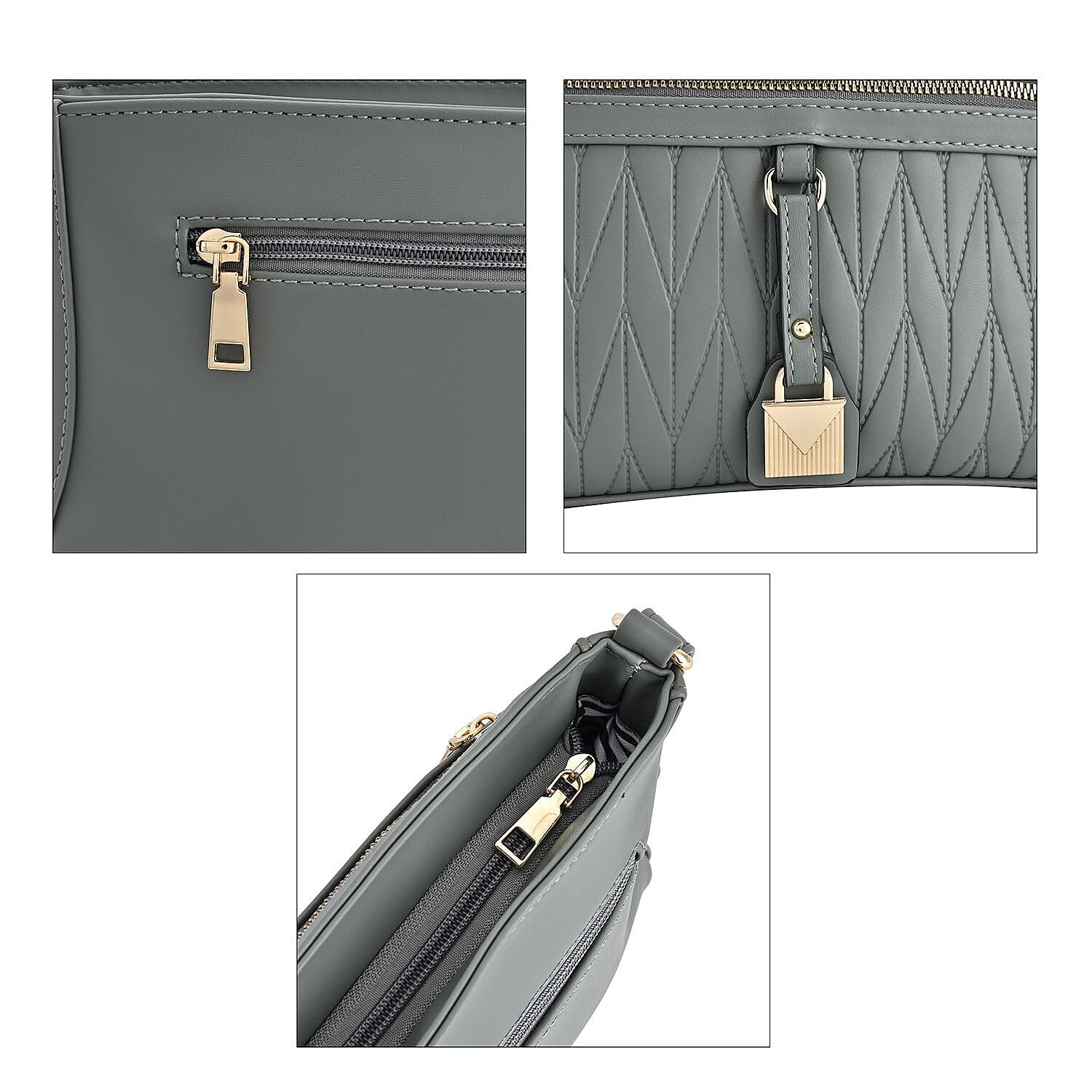 PU Patterned Crossbody Bag - Dark Green