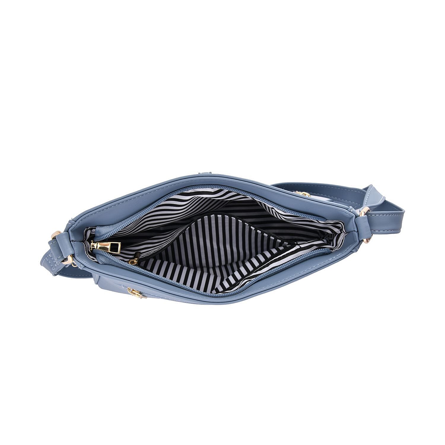 Chevron Pattern Crossbody Shoulder Bag with Adjustable Strap (Size 25x16x6 cm) - Blue