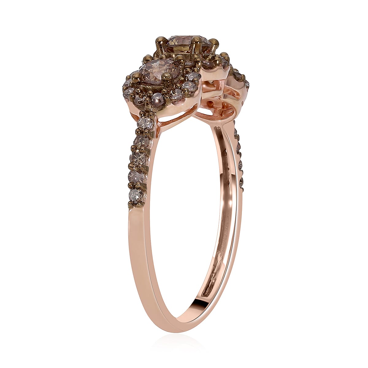 9K Rose Gold SGL Certified Natural Champagne Diamond Ring 1.00 Ct.