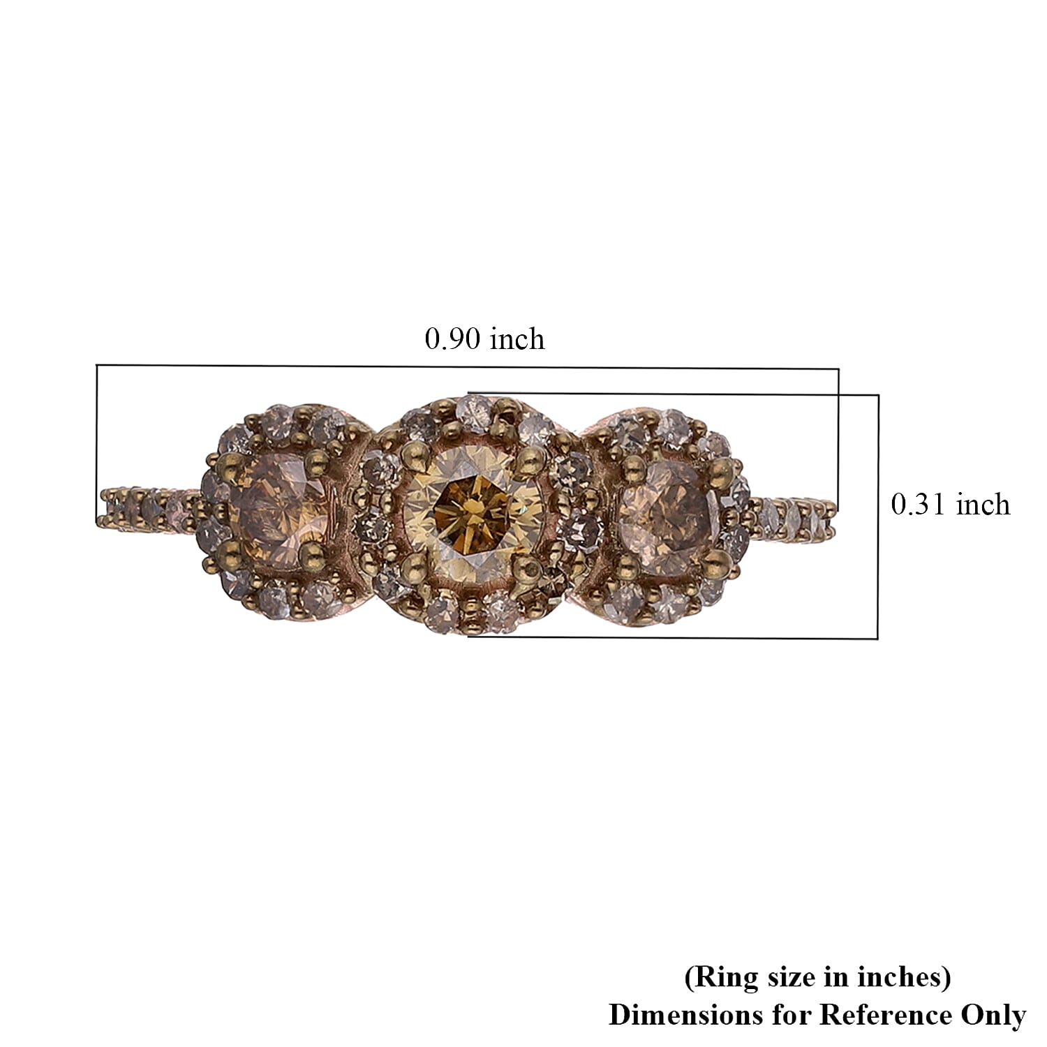 9K Rose Gold SGL Certified Natural Champagne Diamond Ring 1.00 Ct.