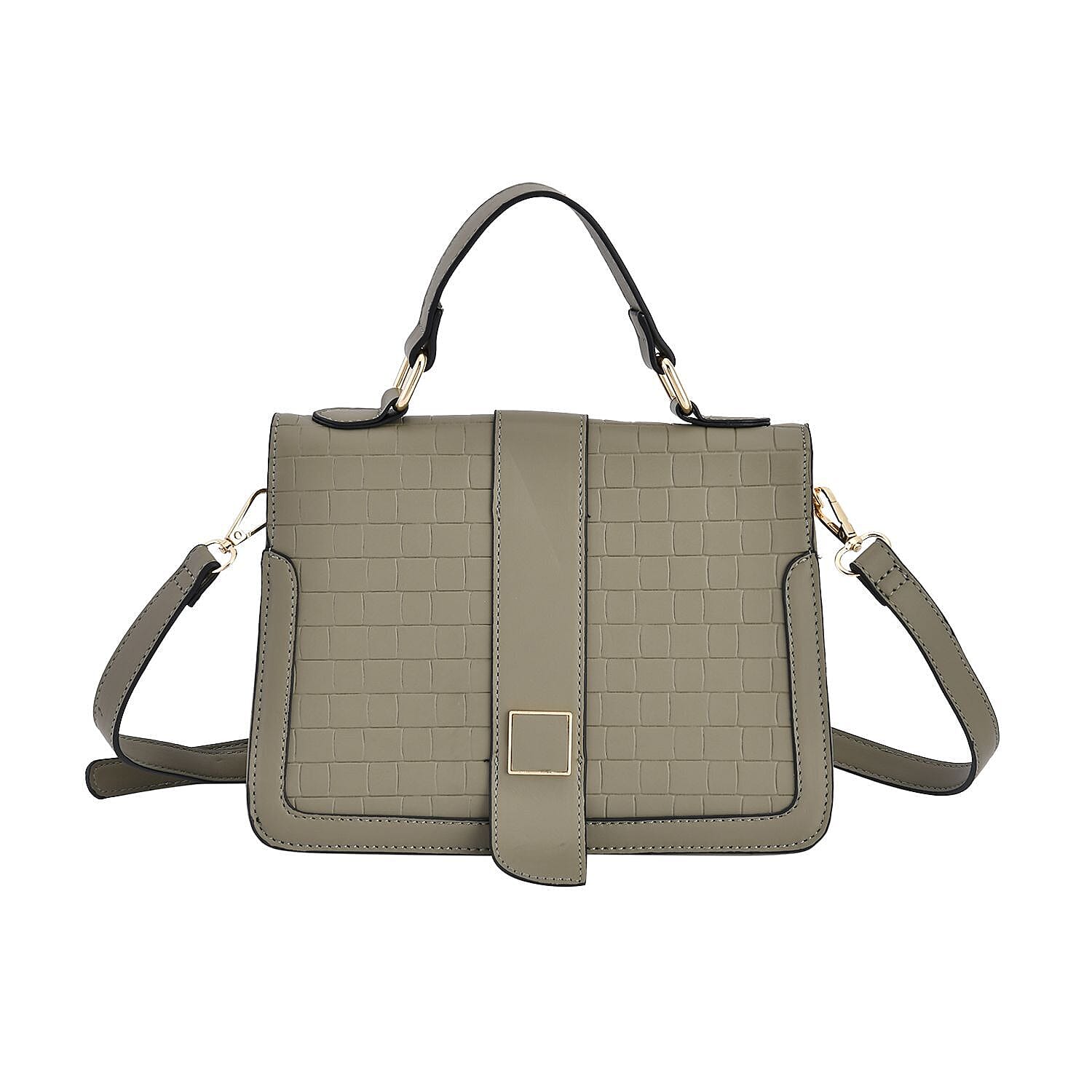 Crossbody Bag with Magnetic Button & Zipper Closure - Green