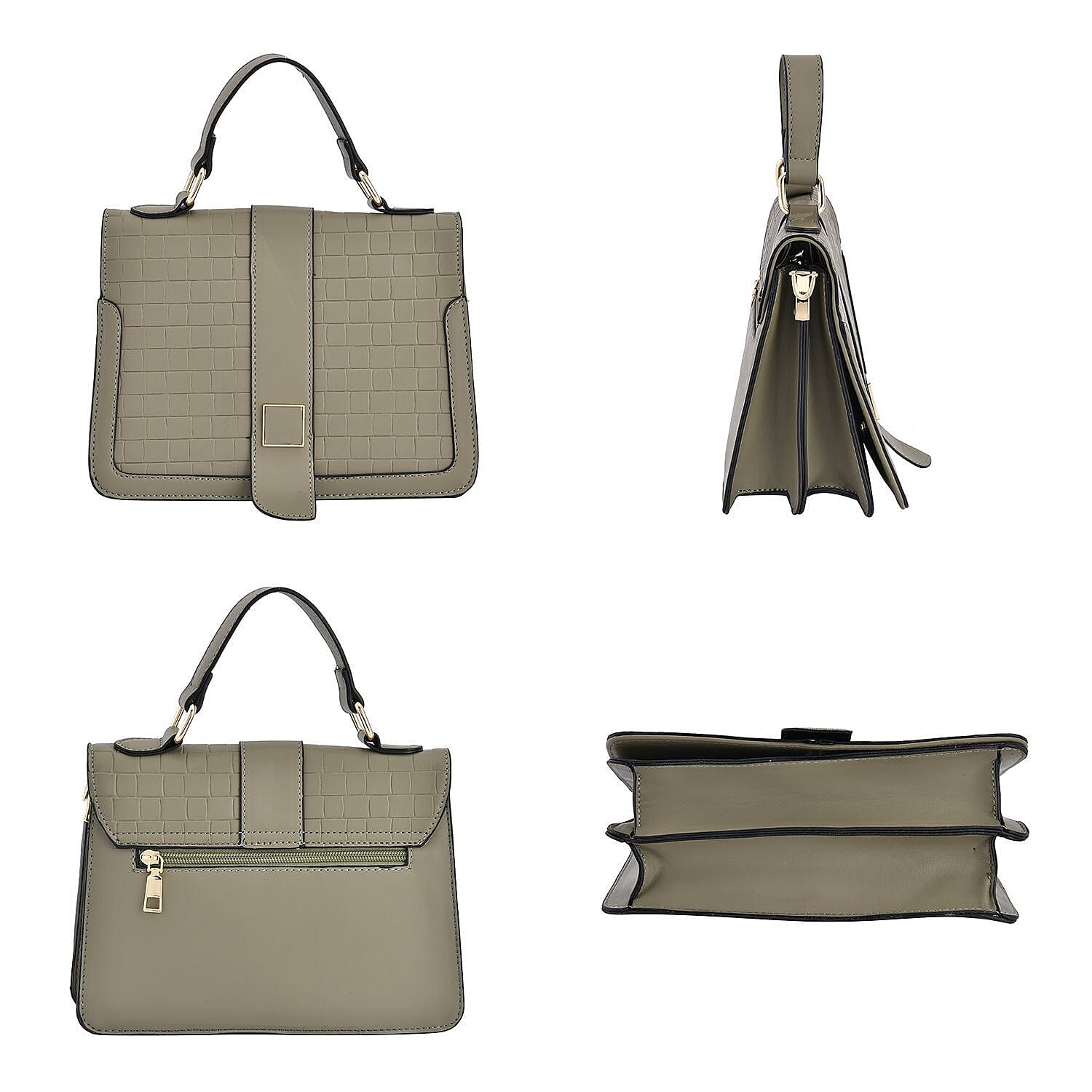 Crossbody Bag with Magnetic Button & Zipper Closure - Green