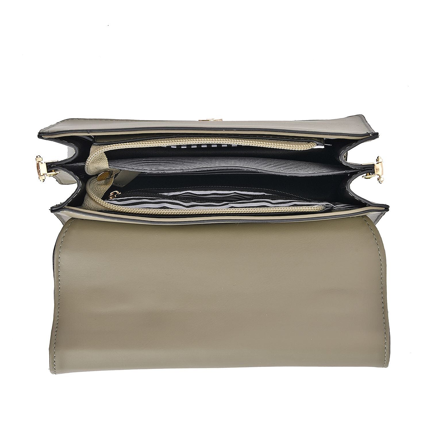 Crossbody Bag with Magnetic Button & Zipper Closure - Green