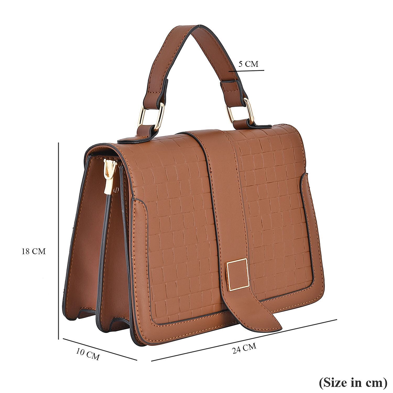 Crossbody Bag with Magnetic Button & Zipper Closure - Brown