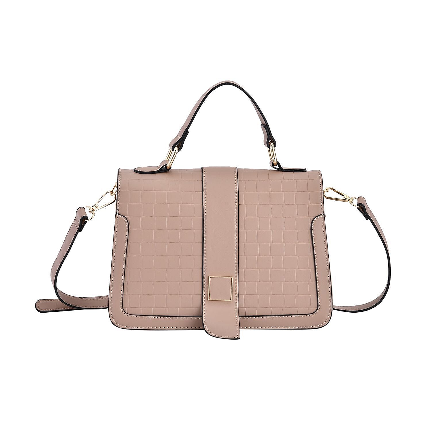 Crossbody Bag with Magnetic Button & Zipper Closure - Pink