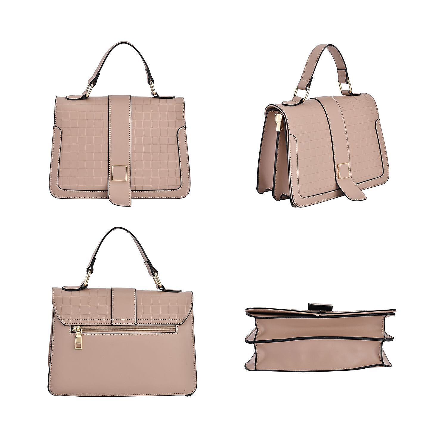 Crossbody Bag with Magnetic Button & Zipper Closure - Pink