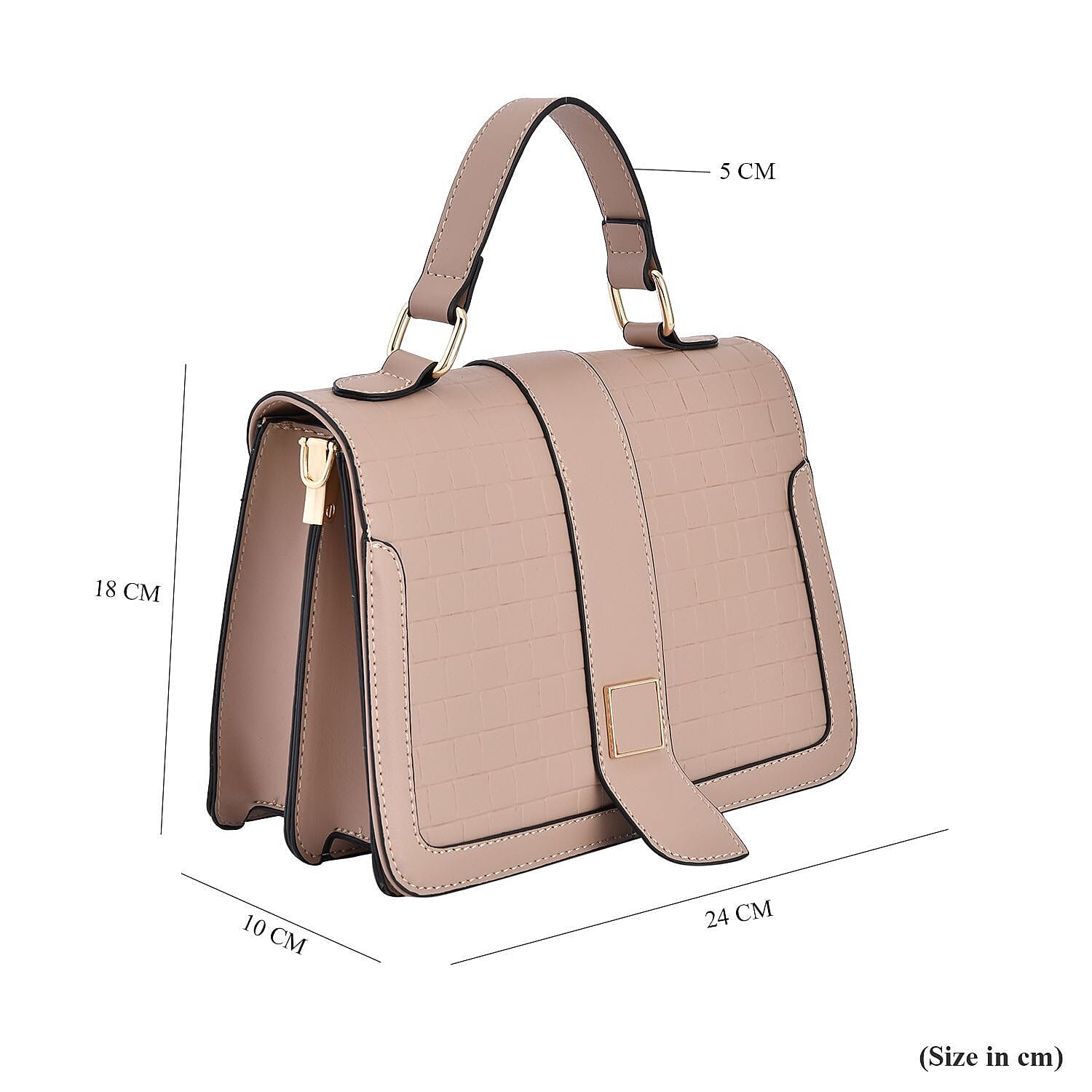 Crossbody Bag with Magnetic Button & Zipper Closure - Pink