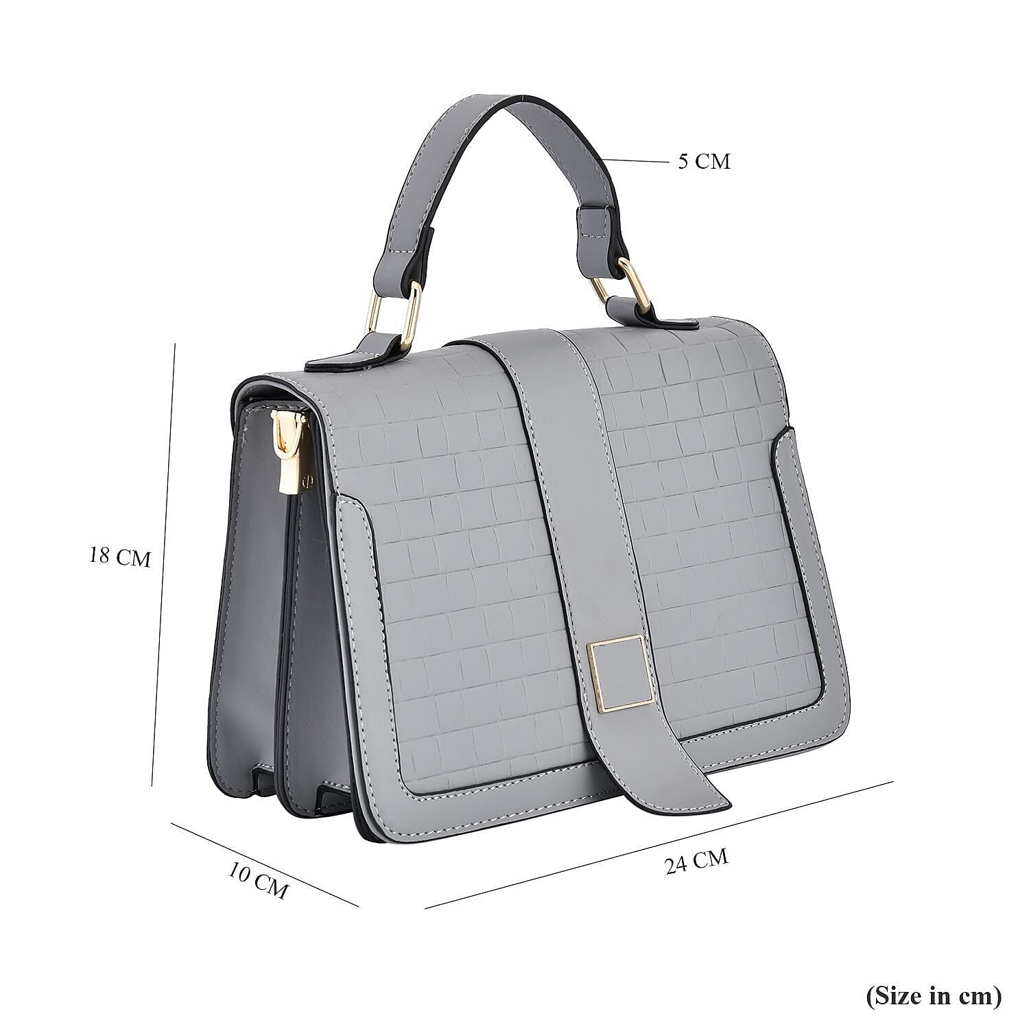 Crossbody Bag with Magnetic Button & Zipper Closure - Grey