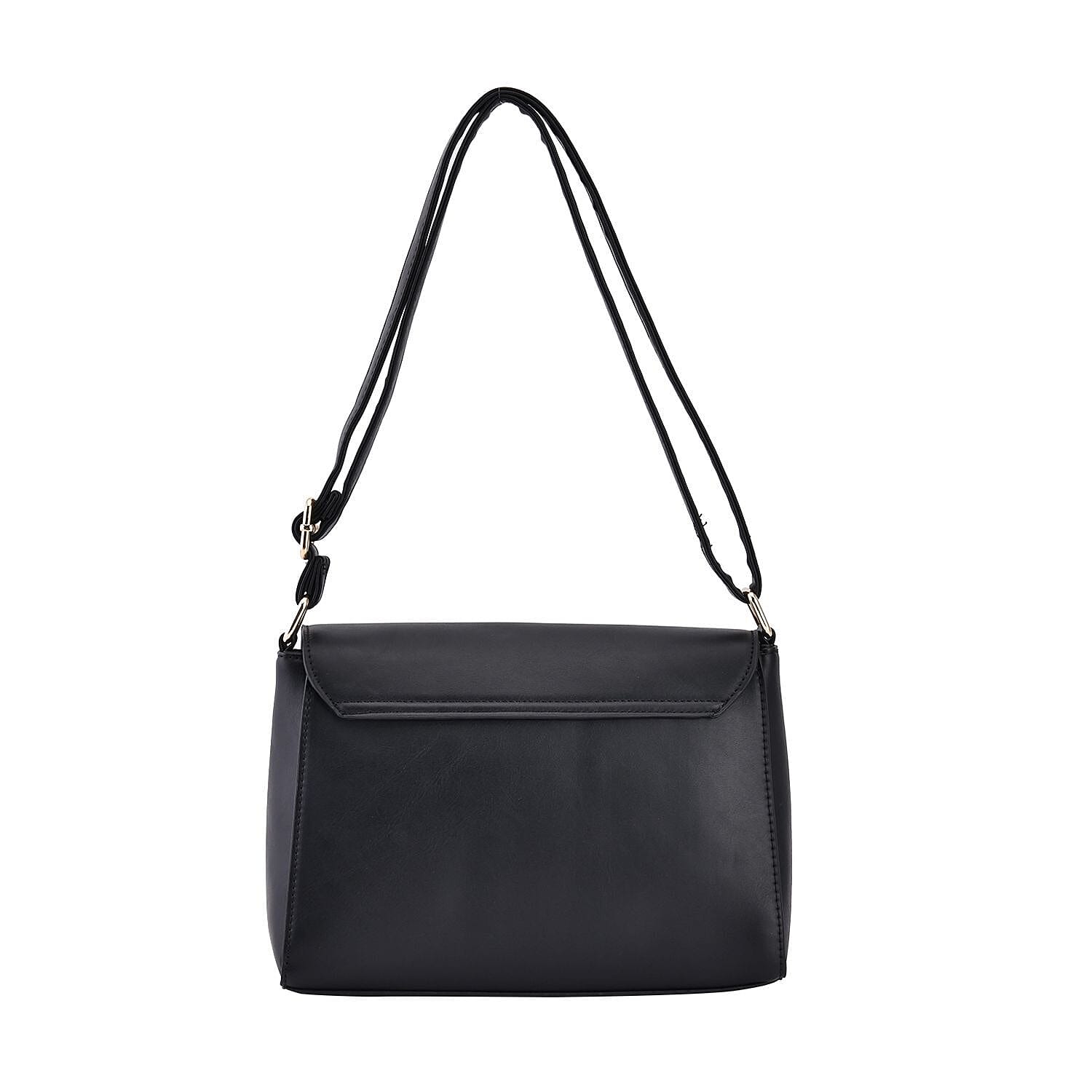 Quilted Diamond Pattern Crossbody Bag - Black