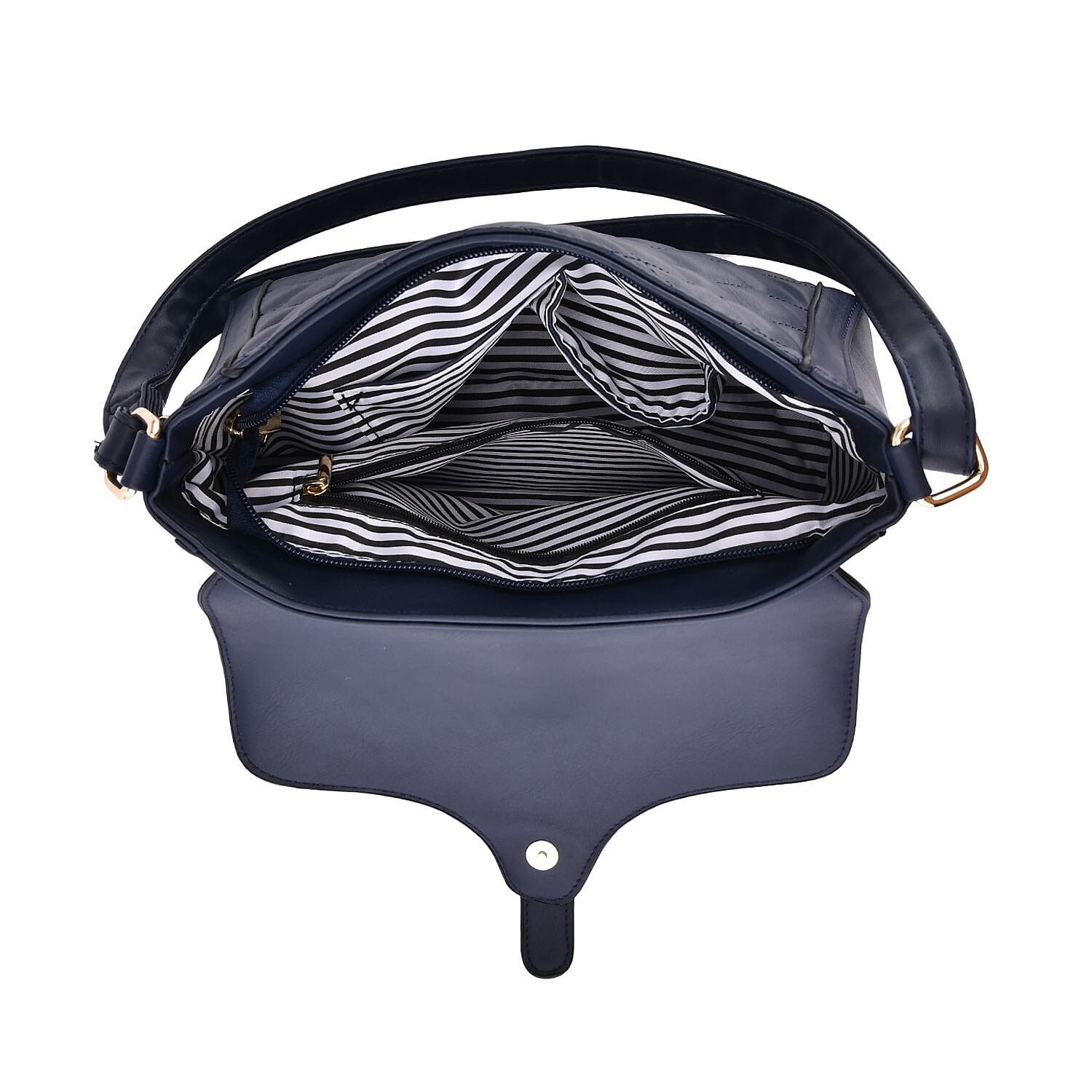 Quilted Diamond Pattern Crossbody Bag - Navy