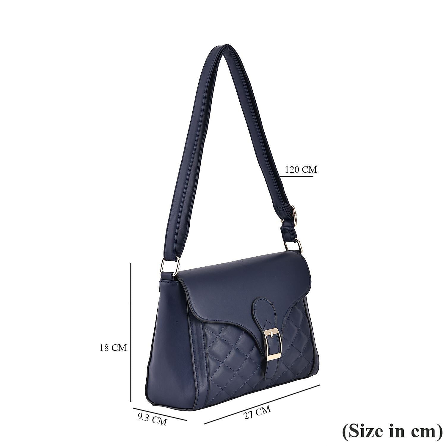 Quilted Diamond Pattern Crossbody Bag - Navy