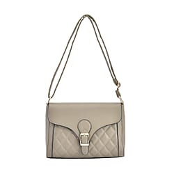 Quilted Diamond Pattern Crossbody Bag - Black