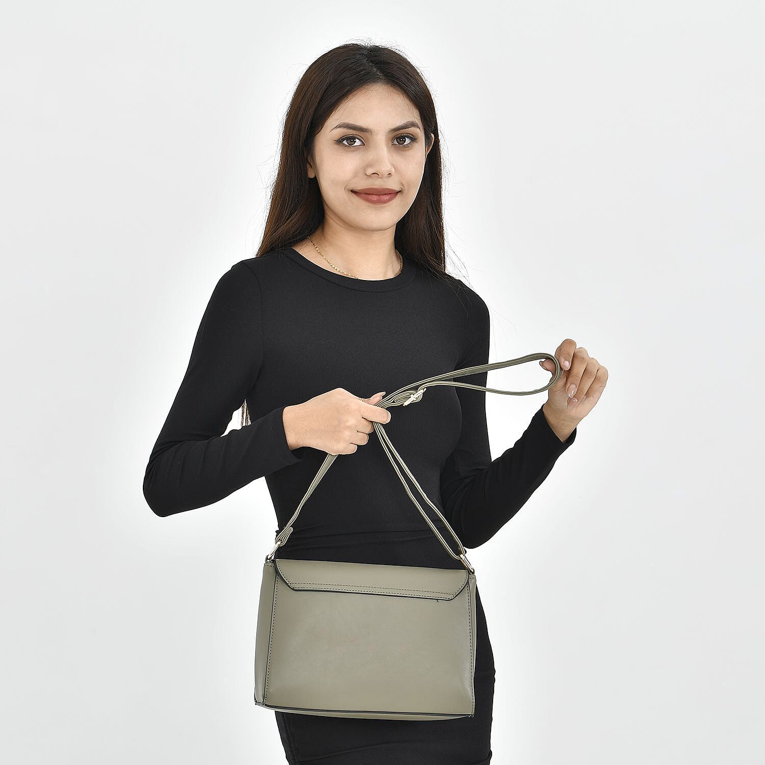 Quilted Diamond Pattern Crossbody Bag - Green