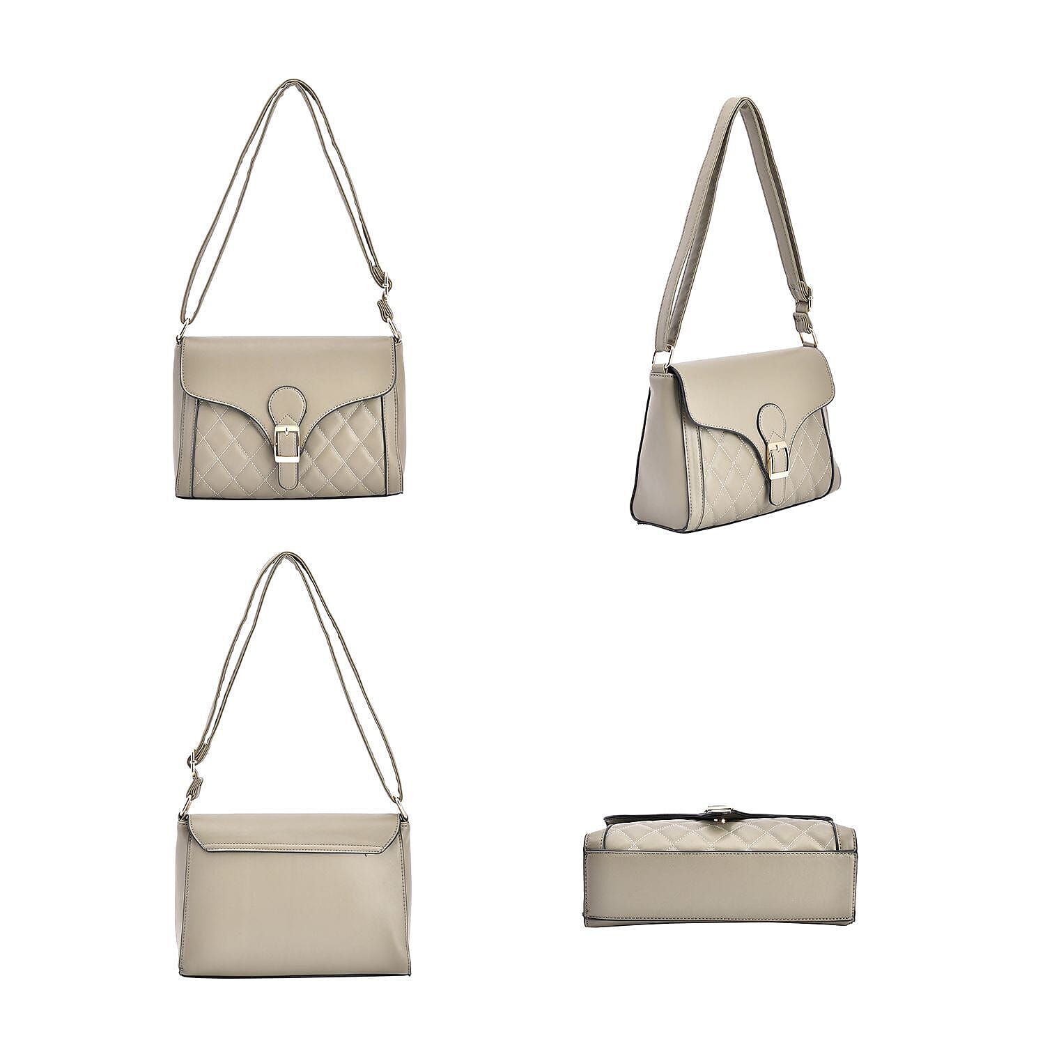 Quilted Diamond Pattern Crossbody Bag - Green