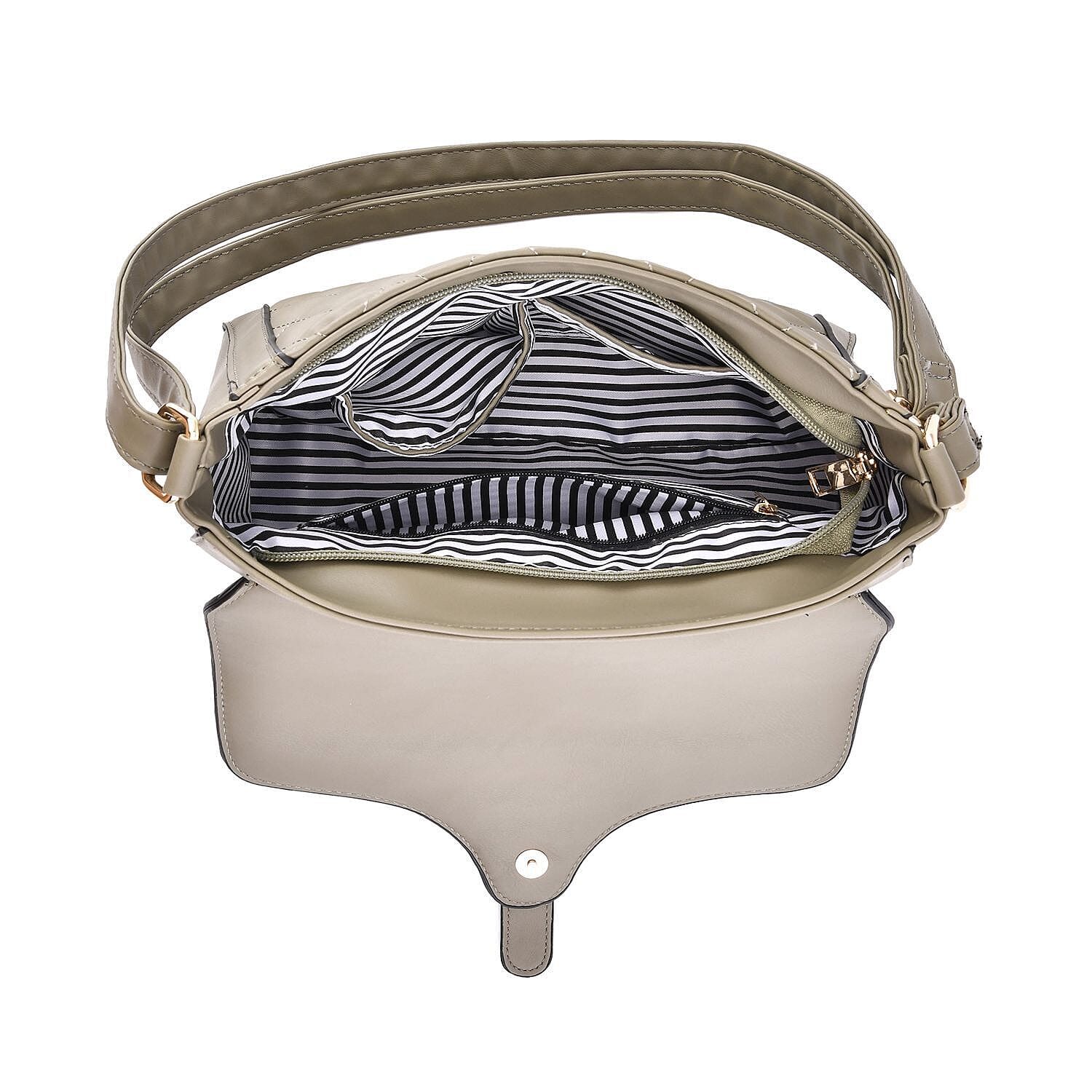 Quilted Diamond Pattern Crossbody Bag - Green