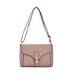 Quilted Diamond Pattern Crossbody Bag - Black