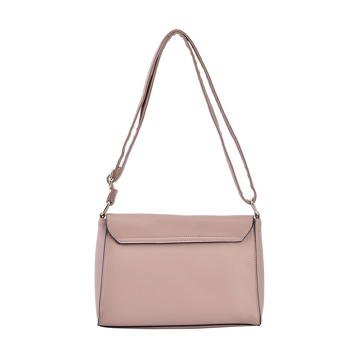 Quilted Diamond Pattern Crossbody Bag - Pink