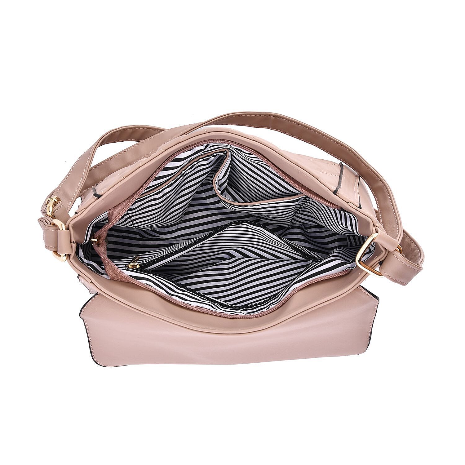 Quilted Diamond Pattern Crossbody Bag - Pink