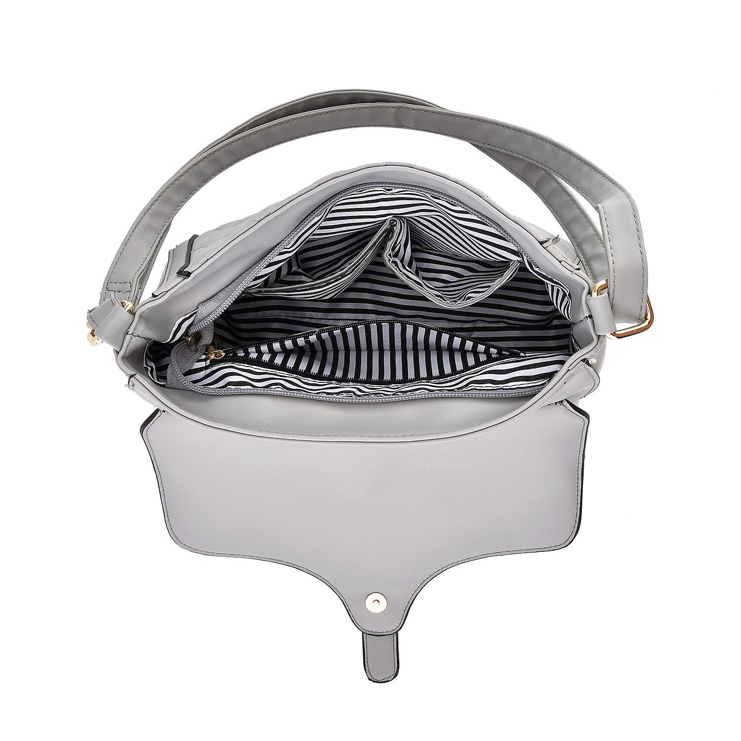 Quilted Diamond Pattern Crossbody Bag - Grey