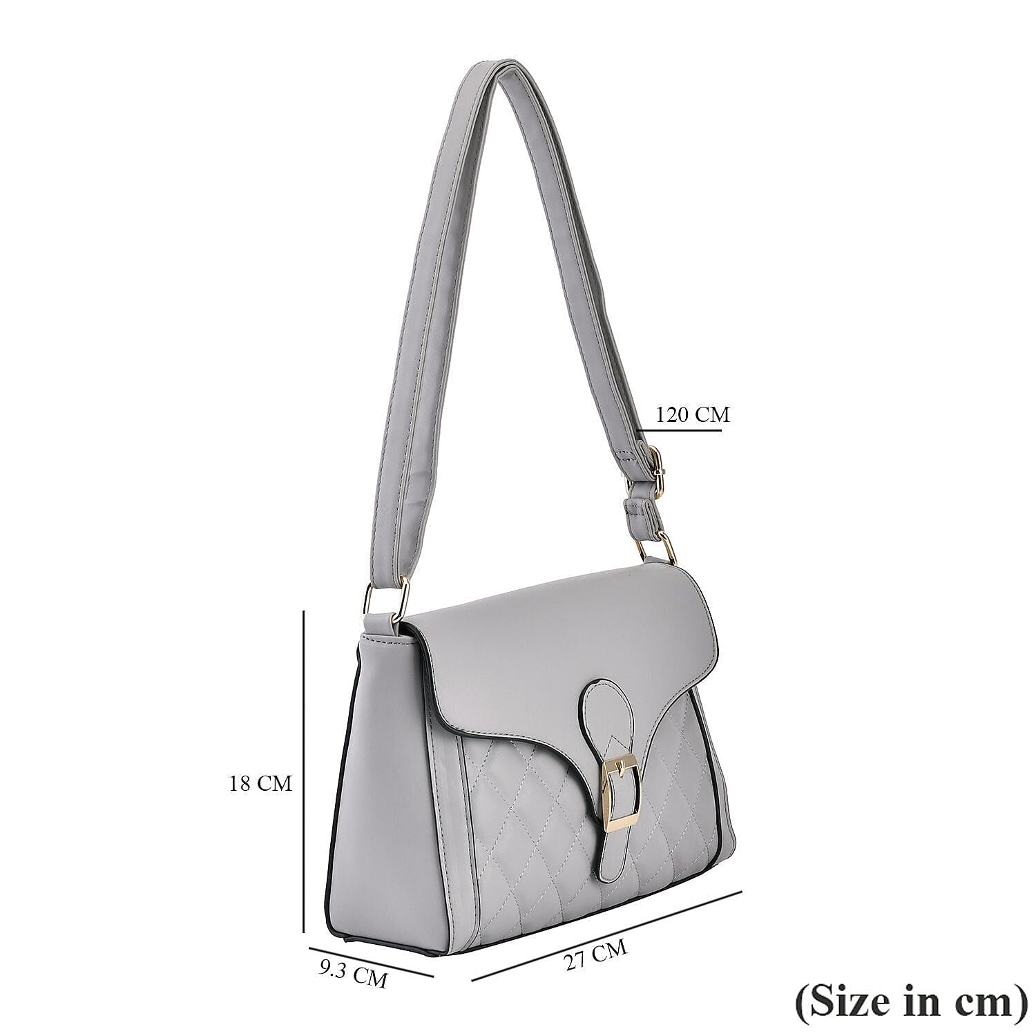 Quilted Diamond Pattern Crossbody Bag - Grey