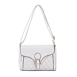 Quilted Diamond Pattern Crossbody Bag - Black