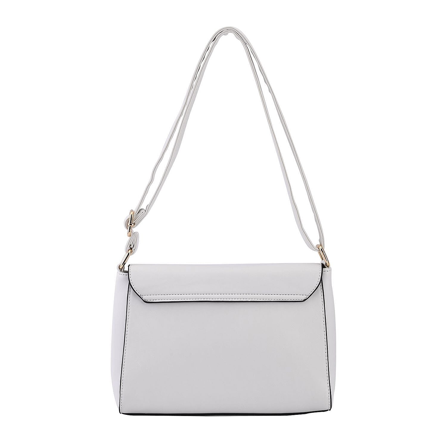 Quilted Diamond Pattern Crossbody Bag - White