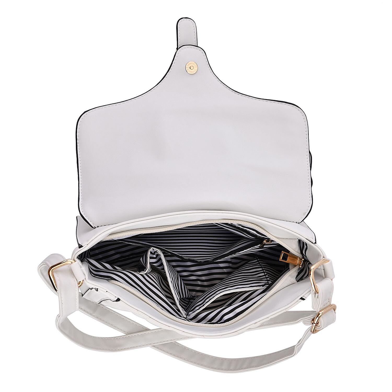 Quilted Diamond Pattern Crossbody Bag - White