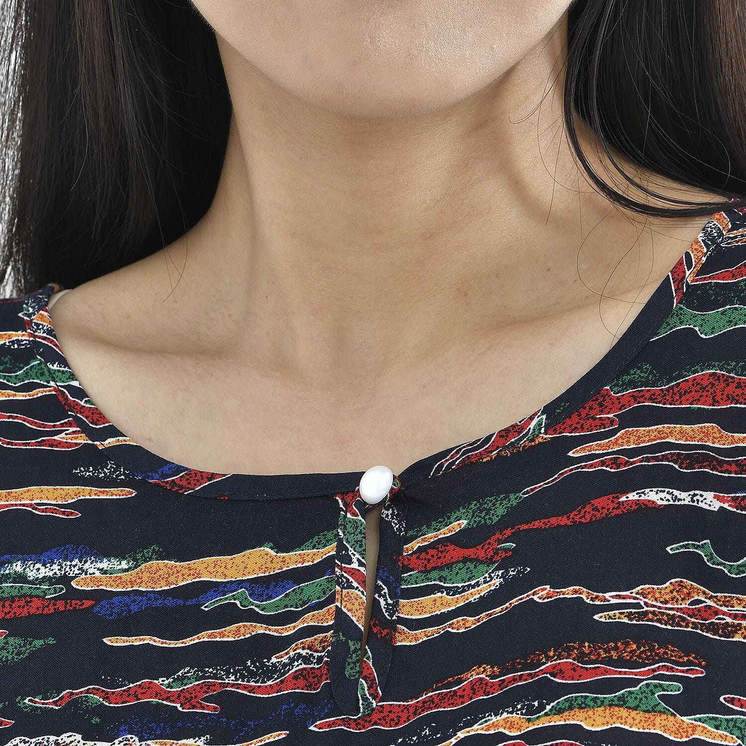  TAMSY 100% Viscose Red Feafs Pattern Kaftan Dress (Size 138x77 Cm) - Black