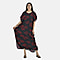  TAMSY 100% Viscose Red Feafs Pattern Kaftan Dress (Size 138x77 Cm) - Black