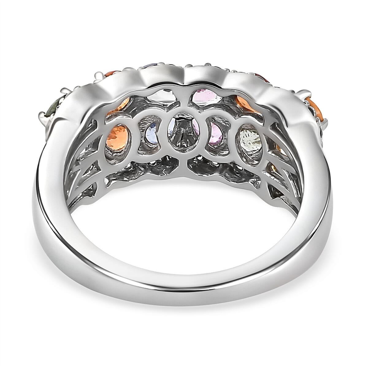 Pink Sapphire & Multi Gemstone Cluster Ring in 18K Yellow Gold Vermeil Plated Sterling Silver