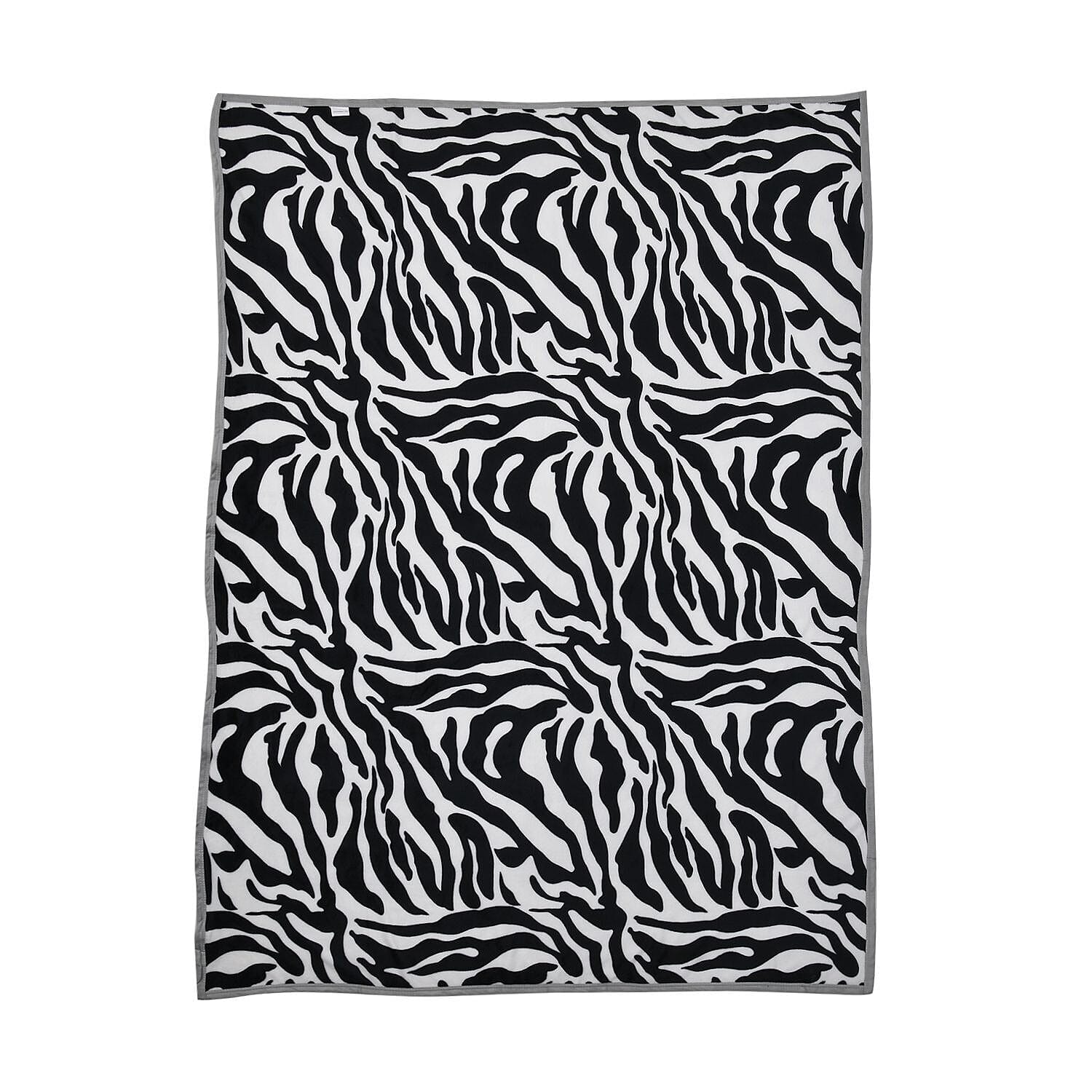 Zebra Pattern Flannel Blanket (Size 200x150 cm) - Black