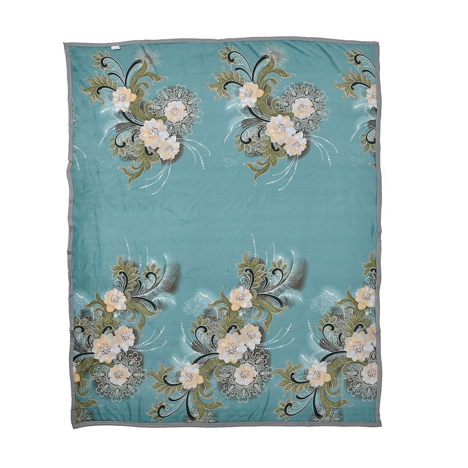 Luxury Elegant Flower Pattern Blanket (Size 200x150 Cm) - Green